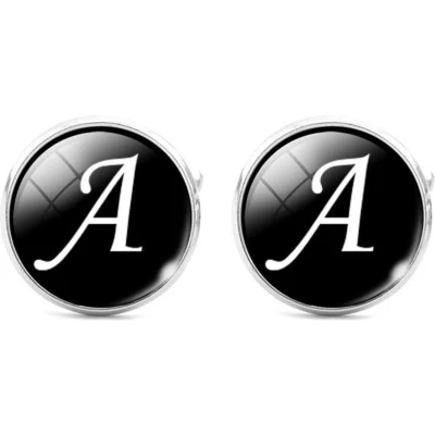 Afbeelding van Montebello Manchetknopen Letter A Heren Metaal Glas Rond ∅20 mm