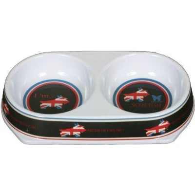 Afbeelding van Voerbak melamine dubbel assorti 2x450 ml