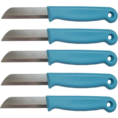 Afbeelding van Solingen Schilmesje RVS Glad 16 cm met &quot;Blade Cover&quot; Blauw 5 Stuks