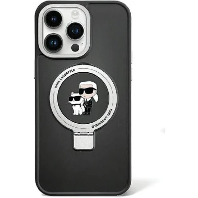 Afbeelding van Karl Lagerfeld Ring Stand &amp; Choupette Hard Case Back Cover met MagSafe voor Apple iPhone 13 / Pro Zwart