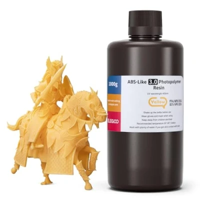 Afbeelding van ELEGOO ABS Like 3.0 3D printerhars, geel, 1000 g, uv hardende printerhars met hoge treksterkte en buigvastheid voor MSLA/LCD/DLP printer, 405 nm