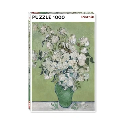 Afbeelding van Piatnik 559846 Van Gogh vaas met witte rozen: puzzel 1000 stukjes, grootte 68 x 48 cm, kleurrijk