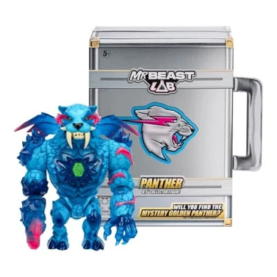 Afbeelding van MrBeast Lab Apex Beast Panther Collector Figuur, staand op 15,8 cm hoog, met extreme details, premium verpakking, 13 punten van articulatie en chomp kaak, 2 om te verzamelen