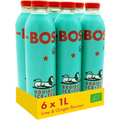Afbeelding van Bos Ice Tea Lime &amp; Ginger Bio Pet 1000ml. A6