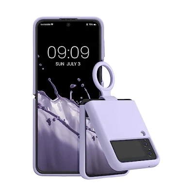 Afbeelding van kwmobile flexibel telefoonhoesje van TPU Compatibel met Samsung Galaxy Z Flip4 Siliconen coating Hoesje ring in lavendel