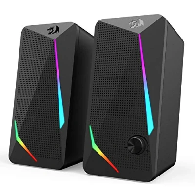 Afbeelding van Redragon GS510 RGB desktopluidsprekers, 2.0 kanaals pc computerstereoluidspreker met 4 kleurrijke LED achtergrondverlichtingsmodi, verbeterde bas en gemakkelijk toegankelijke volumeregeling,