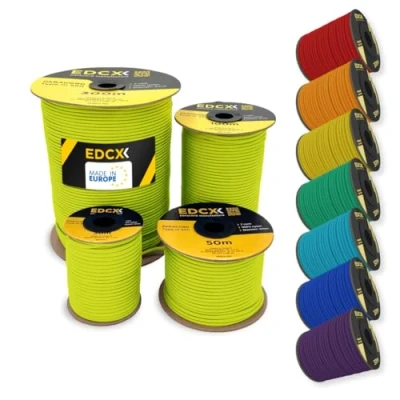 Afbeelding van EDCX 4mm Nylon Paracord 550 30m (100 voet) Type III, 100% Touw, 7 Strand Touw in Effen Kleuren (Sofit Yellow, 30 m)