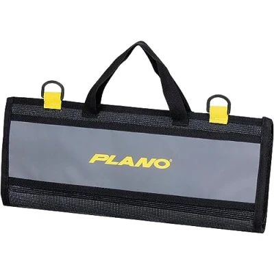 Afbeelding van Plano Z serie kunstaas wrap, grijs en zwart met doorzichtige compartimenten, waterdichte verpakking rol opslag voor vissen kunstaas, aas terminal tackle, MOLLE hulpstukken