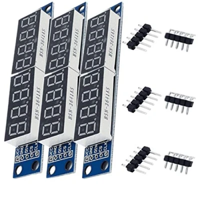 Afbeelding van AZDelivery 3 x MAX7219 LED Module 8 Bit 7 Segment TM1637 Display compatibel met Arduino en Raspberry Pi