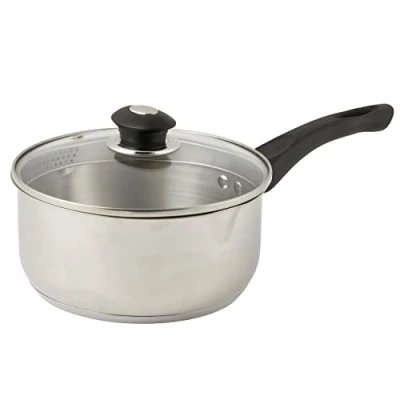 Afbeelding van Russell Hobbs RH02633 Saucepan 20 cm, Easy Strain, Includes Pouring Lip Design And Tempered Glass Lid With Integrated Strainer, Smooth Satin Interior, Ergonomic Handle, Suitable For Induction Hobs