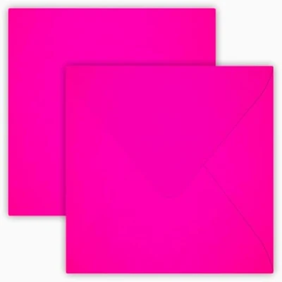 Afbeelding van 15,5 x cm enveloppen, vierkant, nat klevend, gelast neon roze; 25 stuks