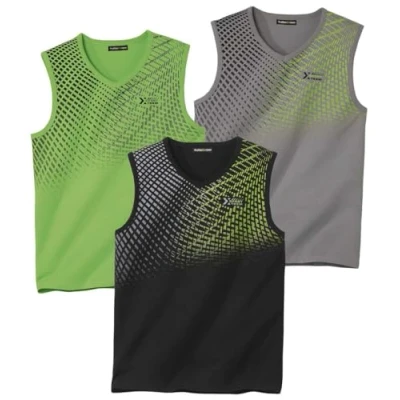 Afbeelding van ATLAS FOR MEN Verpakking mouwloze sport T shirts tanktops verkrijgbaar in grote maten van M tot 5XL, donkeroranje, smaragdgroen, wit., 3XL