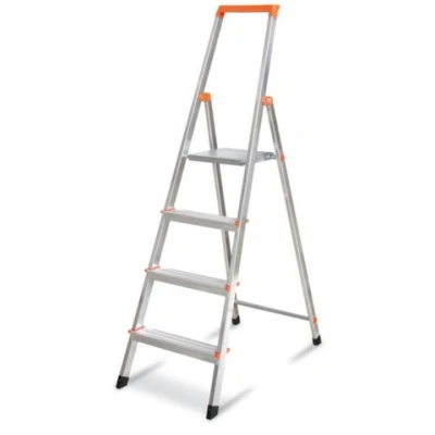 Afbeelding van Krause Opvouwbare Ladder Met 4 Tredes 126221 Zilverkleurig Aluminium