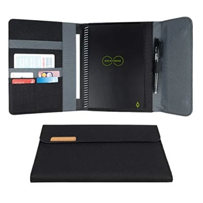 Afbeelding van Rocketbook Capsule 2.0 Folio Cover voor Core en Fusion 100% recyclebaar, met pennenhouder, magnetische sluiting intern opbergvak zwart, Executive A5 formaat 15,2 cm x 22,3 cm, per stuk