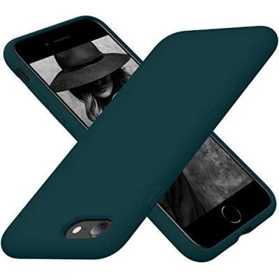 Afbeelding van Cordking iPhone SE 2020 hoesje, 7 8 siliconen ultra slank schokbestendig telefoonhoesje met [zachte microfiber voering], 4,7 inch, blauwgroen