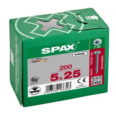 Afbeelding van Spax spaanplaatschroeven cilinderkop verzinkt T Star T20 5.0x25mm (per 200 stuks)