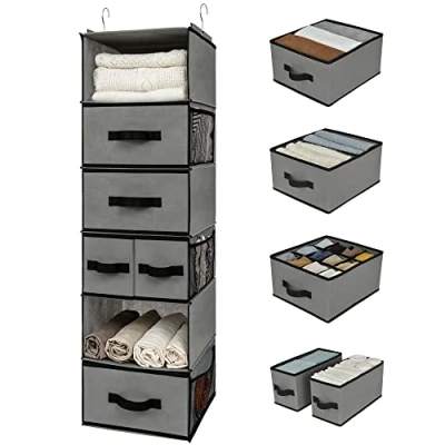 Afbeelding van GRANNY SAYS Hangende Organizer met 6 Vakken, Kledingkast Hangende, Hangkast Zijvakken, Kast Opbergen en Organiseren, Kleding Organizer, Grijs, Hanging Storage Shelf