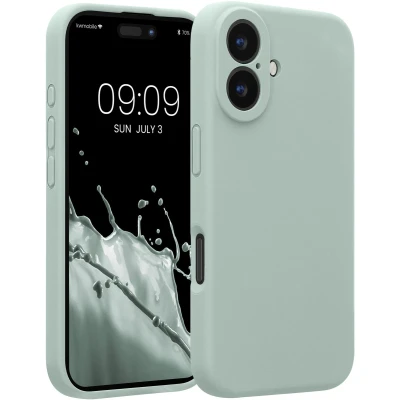 Afbeelding van kwmobile telefoonhoesje geschikt voor Apple iPhone 16 TPU backcover met siliconen coating Smartphone case in cool mint