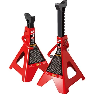 Afbeelding van BIG RED T42002A Torin Steel Jack Stands: Dubbele vergrendeling, 2 ton (4 lbs) capaciteit, rood, 1 paar