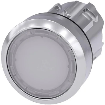 Afbeelding van Siemens 3SU10510AB600AA0 3SU1051 0AB60 0AA0 Verlichte druktoets Bedieningsknop vlak, Metalen frontring, Hoogglans Wit 1 stuk(s)
