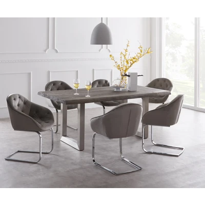 Afbeelding van Eettafel Edge acacia platina 180x90 XL edelstaal breed Live