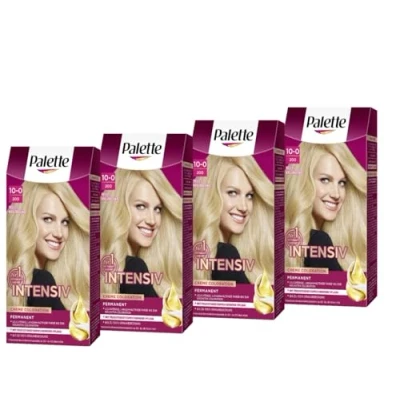 Afbeelding van Palette Intensiv Creme Coloration 10 0/200 Licht natuurblond (4 x 115 ml), permanente haarkleur voor heldere, langdurige kleurglans en 100% grijsdekking