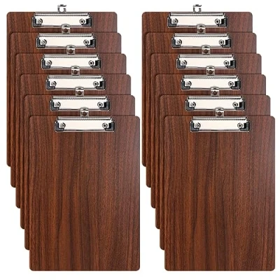Afbeelding van A4 klembord, 12 stuks klembord met laag profiel clip en ophanggat, houten klemborden hardboard