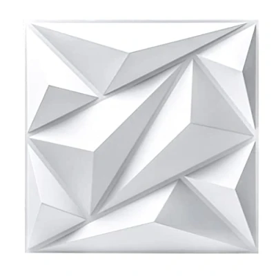 Afbeelding van Art3dwallpanels3D wandpaneel diamant pvc paneel wit binnenwanddecoratie 50 x 50cm getextureerde wandpanelen 12 stuks