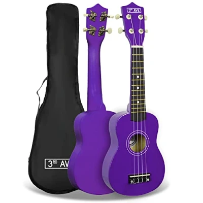 Afbeelding van 3rd Avenue sopraan ukulele voor beginners 21 inch paars GRATIS ukelele tas