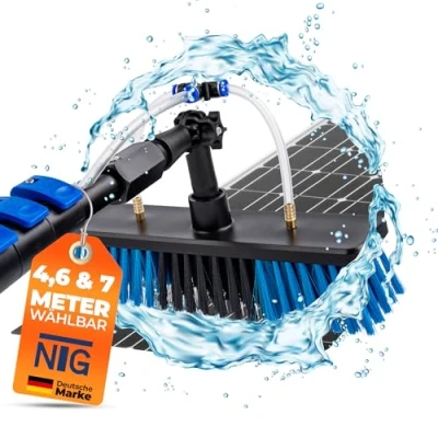 Afbeelding van NTG Telescopische wasborstel voor het reinigen van zonne installaties en ramen, in 4,6 meter 7 uitvoering, met wateraansluiting zeepdispenser, telescoopstang, (tot 7,0 meter)