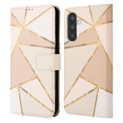 Afbeelding van Samsung Galaxy A56 Hoesje Kunstleder imoshion Bookcase Beige Graphic Telefoonhoesje