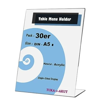 Afbeelding van TUKA i AKUT 30X A5 acryl displaystandaards tekenhouder, doorzichtige tafelbladportrethouder, bureaumenuhouder, kaarthouder, fotolijst en advertentielijst, enkelzijdige informatiestandaard,