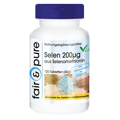 Afbeelding van Fair &amp; Pure® Selenium 200mcg vegan hoge dosering gistvrij zonder magnesiumstearaat 120 seleen tabletten