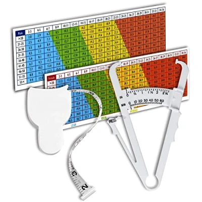 Afbeelding van CZ Store Huidplooimeter Kit ✮✮ LEVENSLANGE GARANTIE Nauwkeurige Metingen, Huidplooiklem met Handleiding, Interpretatietabel, Trainingsgids, Meetlint, Gewichtsbeheersing &amp; Meetinstrument