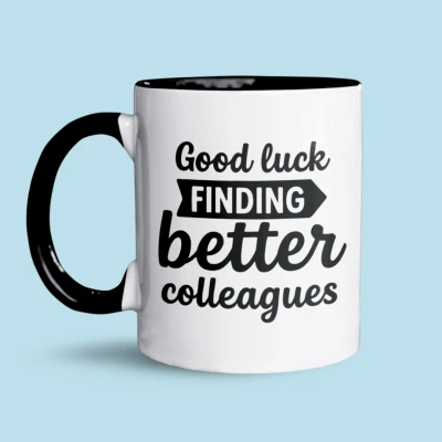 Afbeelding van NietMokken.nl Grappige Mok Good Luck Finding Better Colleagues Cadeau Voor Collega Tekst Engels Afscheid Humor Beker Originele Koffiemok Werk Witte Met Zwart Accent