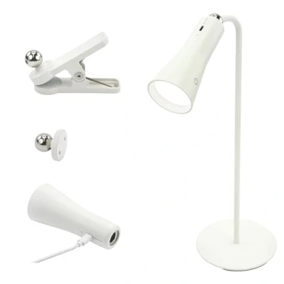 Afbeelding van ANSMANN 3 in 1 bureaulamp, klembaar, led tafellamp, traploos dimbaar, touch bediening, werklamp, oplaadbaar, type C, incl. tafelhouder, kleefhouder, wit