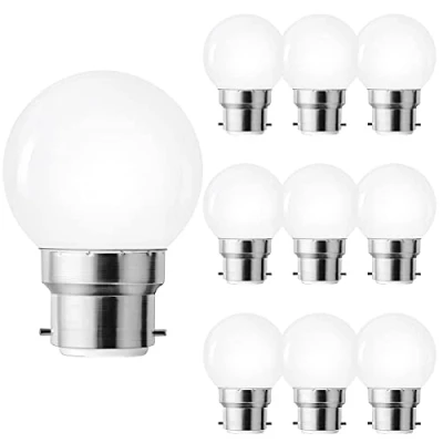 Afbeelding van MZYOYO B22 LED lamp 3W gloeilamp, G45 lamp, led, 3000K warm wit, 20W gloeilamp vervangt, 360 stralingshoek, ledlamp, niet dimbaar, verpakking van 10 stuks