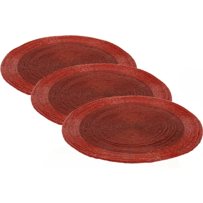 Afbeelding van 4x stuks placemats/onderleggers rood rond D35 cm Placemats