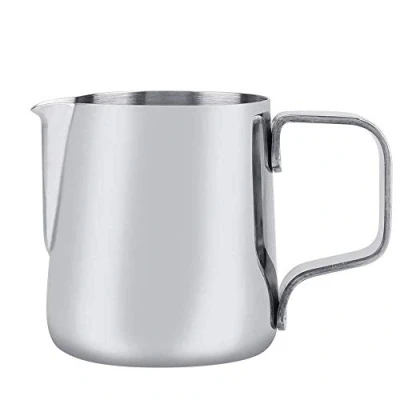 Afbeelding van Melkkannetje, Milk Pitcher 150ml/350ml melkkan van roestvrij staal, melkopschuim staal kopje koffie melkopschuimer en latte voor cappuccino latté (zilver)