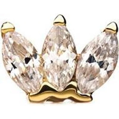 Afbeelding van 14 Karaat Gouden Threadless Oor Piercing Triple Marquise Cluster