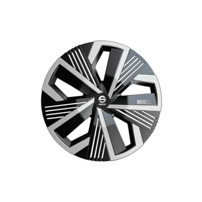 Afbeelding van Sparco Set van 4 wieldoppen, 38,1 cm (15 inch), model Nagoya zwart/zilver. Sportief ontwerp voor uw autovelgen. Robuuste en duurzame constructie.