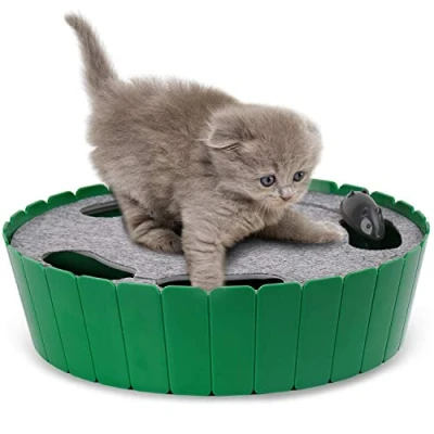 Afbeelding van Pawaboo Kattenspeelgoed met loopmuis, elektrisch interactief bewegend kattenspeelgoed, automatisch roterende teaser, pop and play, verstoppertje, jachtspeelgoed voor huisdier, kat, kitten, speel leuke oefening