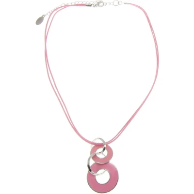 Afbeelding van Behave Ketting met gekleurd koord en cirkelvormige hangers