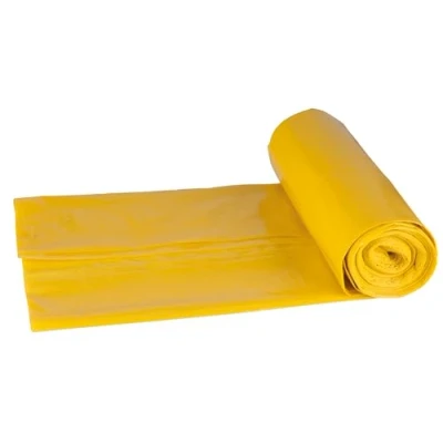 Afbeelding van DONAU Eco vuilniszakken, 120 liter, sterk voor metaal, kunststof, geel, 10 1 rol, blauwe engel gecertificeerd, 100% gerecycled materiaal (LDPE), vuilniszak, afvalzakken