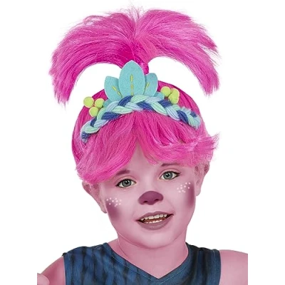 Afbeelding van Funidelia Poppy Pruik Trolls 3 voor meisjes Tekenfilms, Trolls, Films &amp; Series Accessoires kinderen, kostuum accesoires Roze