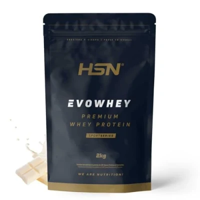 Afbeelding van HSN Evowhey Proteïne, witte chocolade, 2 kg = 67 blikjes per verpakking wei eiwitconcentraat, 100% eiwitconcentraat (WPC), niet GMO, vegetarisch, gluten en sojavrij