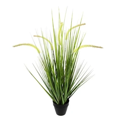 Afbeelding van Kunstgras in pot, gras, kunstgras, groene planten, decoratiegras, siergras, solitair decoratie, grasarrangement, borstengierst, panicoideae, zoetgras, Setaria