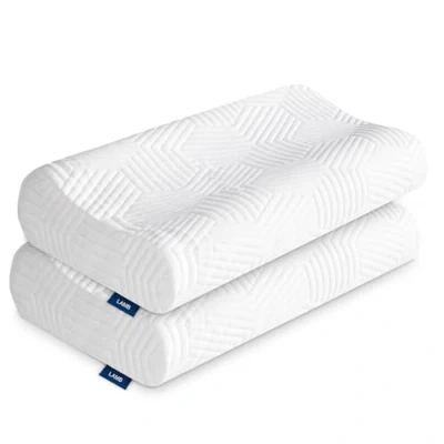 Afbeelding van LAMB In hoogte verstelbaar traagschuimkussen, ergonomisch neksteunkussen, 50D dichtheid, afneembare overtrek, geschikt voor zijligging, blauw, 2 stuks