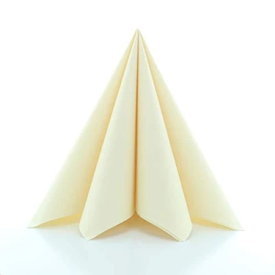 Afbeelding van Sovie Linclass Airlaid servetten, crème, 50 stuks, hoogwaardige wegwerpservetten, 40 x cm, scheurvast, absorberend en vormvast, ideaal voor bruiloften feesten