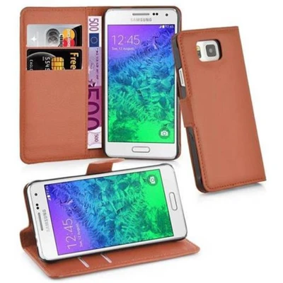 Afbeelding van Cadorabo Hoesje geschikt voor Samsung Galaxy ALPHA in CHOCOLADE BRUIN Beschermhoes Cover magnetische sluiting Case
